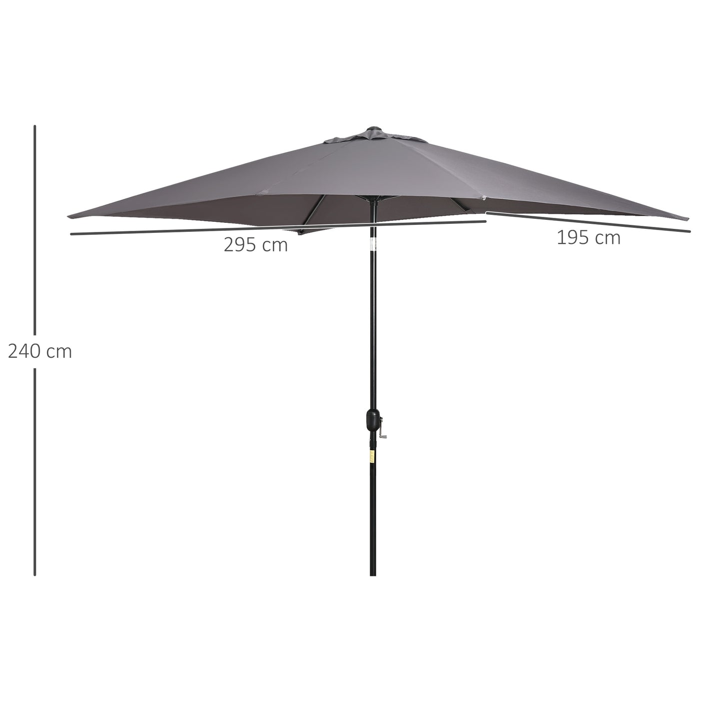 Outsunny Sombrilla Jardín Aluminio 200x300x240 Cm Inclinable Con Manivela Gris_2