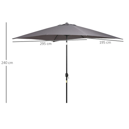 Outsunny Sombrilla Jardín Aluminio 200x300x240 Cm Inclinable Con Manivela Gris_2