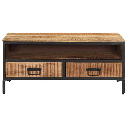 Mesa De Centro De Madera Maciza De Mango Rugosa 90x50x30 Cm_0