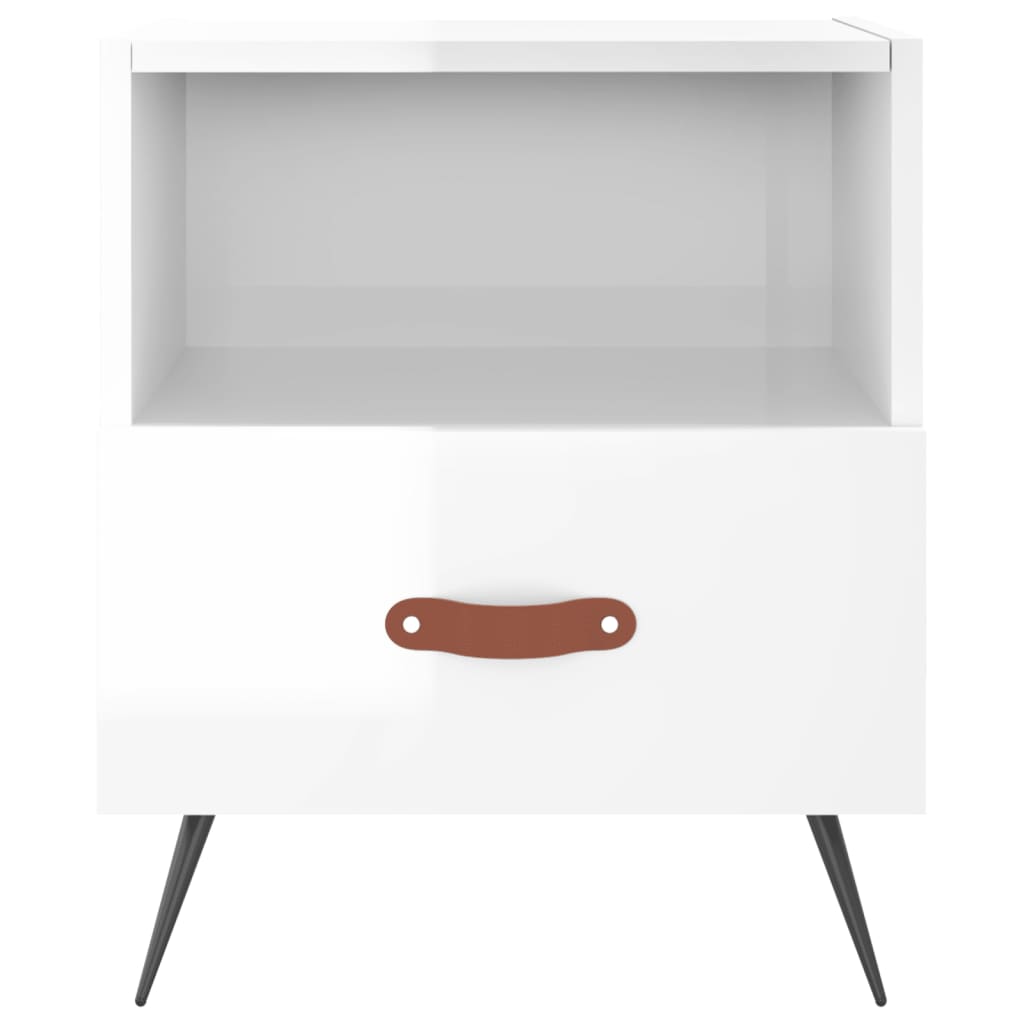 Mesita Noche 2 Uds Madera Ingeniería Blanco Brillo 40x35x47,5cm_4
