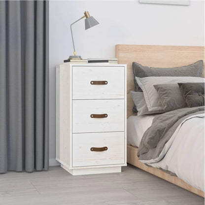 Mesitas De Noche 2 Uds Madera Maciza Pino Blanco 40x40x75 Cm_1