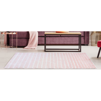Alfombra De Salón Shaggy Rosa Motivo Geométrico Suave Pelo Largo 150x200cm- Decoración- Mobiliario De Hogar_2
