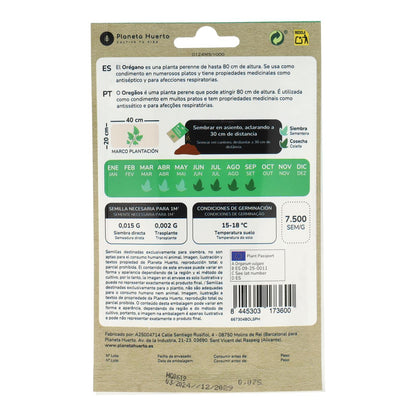 Semillas de Orégano ecológicas Planeta Huerto