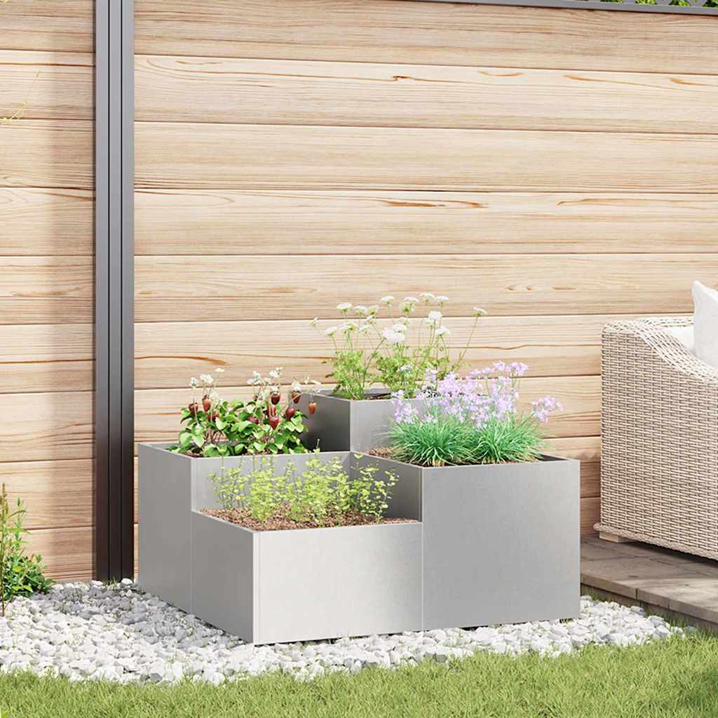 Maceta Para Jardín Plateado 100 X 100 X 48 Cm Acero Inoxidable_1