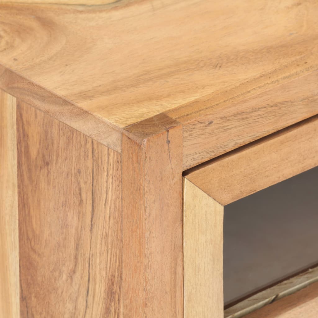 Mesita De Noche De Madera Maciza De Acacia 40x30x50 Cm_3