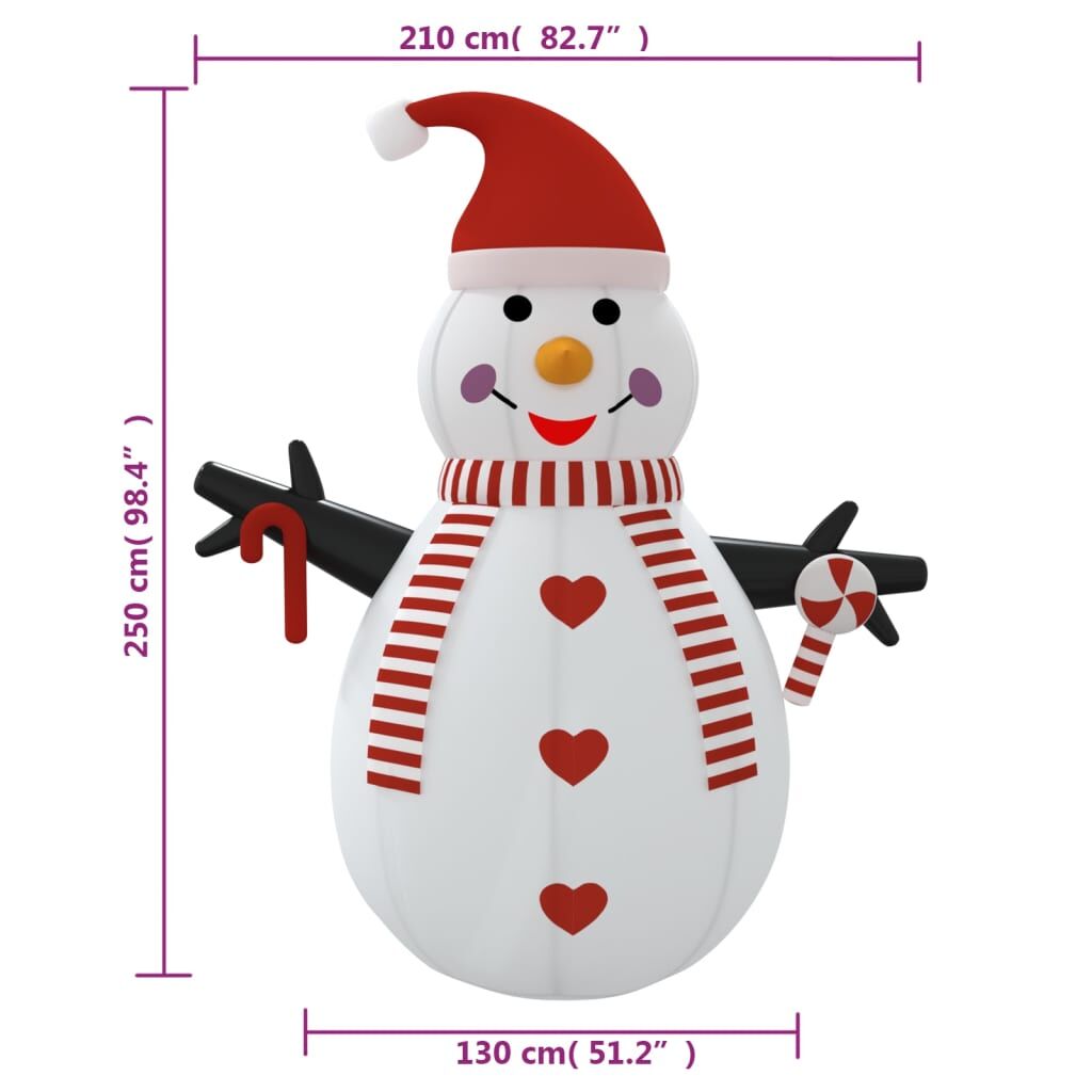 Vidaxl Muñeco De Nieve Hinchable Con Led 250 Cm_2