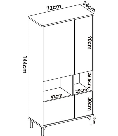 Modulo Alto Cuatro Puertas Para Salon O Cocina Duna I En Nordic-grafito 143,6 Cm(alto)72.2 Cm(ancho)33,5 Cm(largo)_4