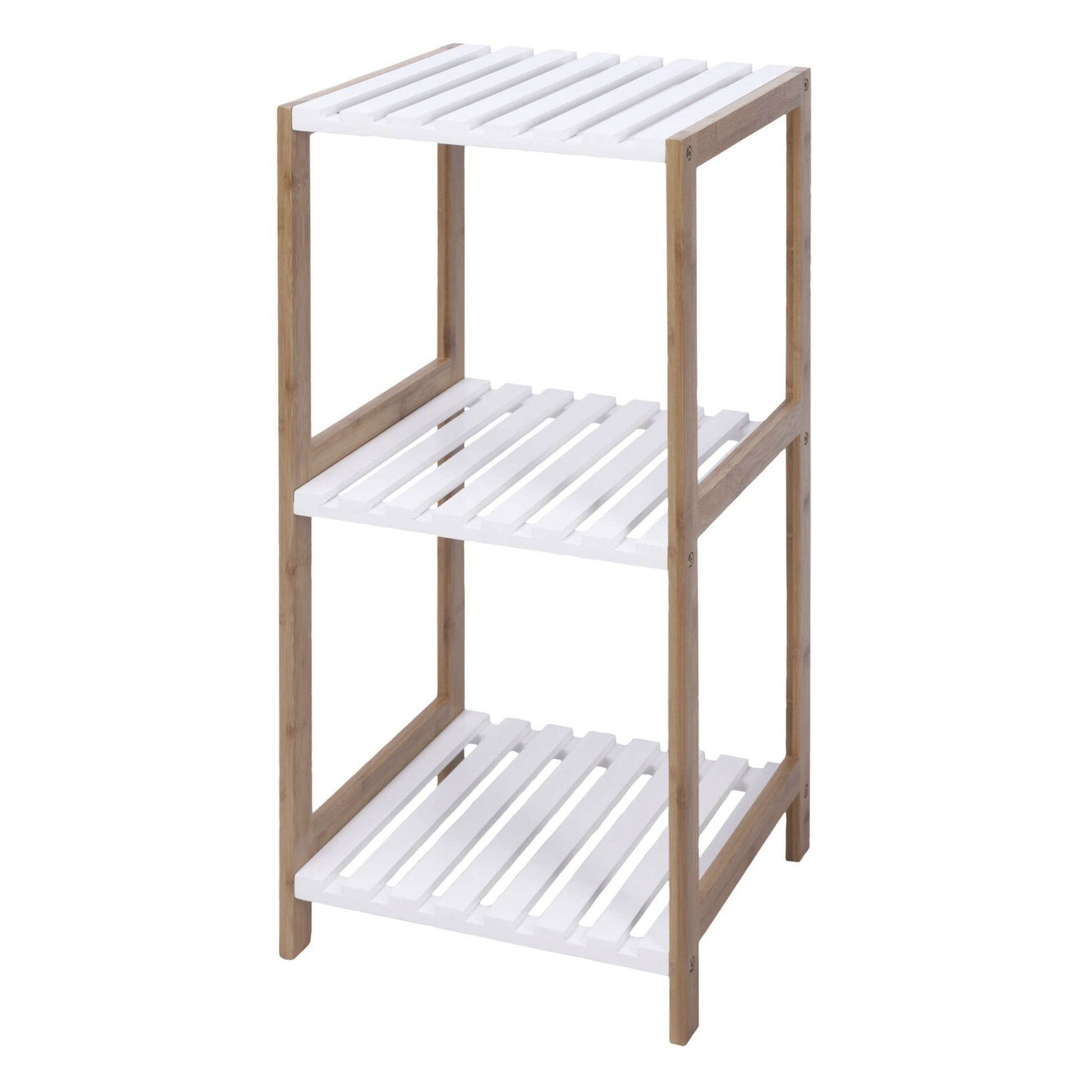 Well Home Estantería De Baño Con 3 Estantes En Mdf Y Patas De Bambú H.79cm