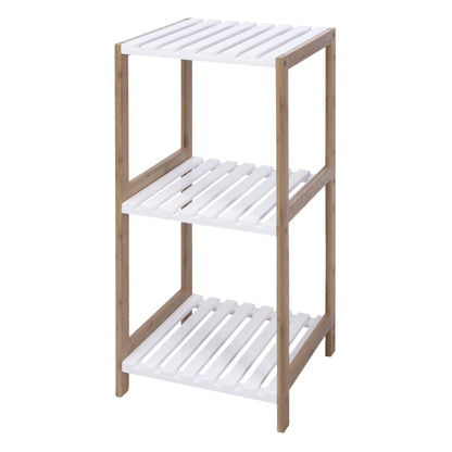 Well Home Estantería De Baño Con 3 Estantes En Mdf Y Patas De Bambú H.79cm