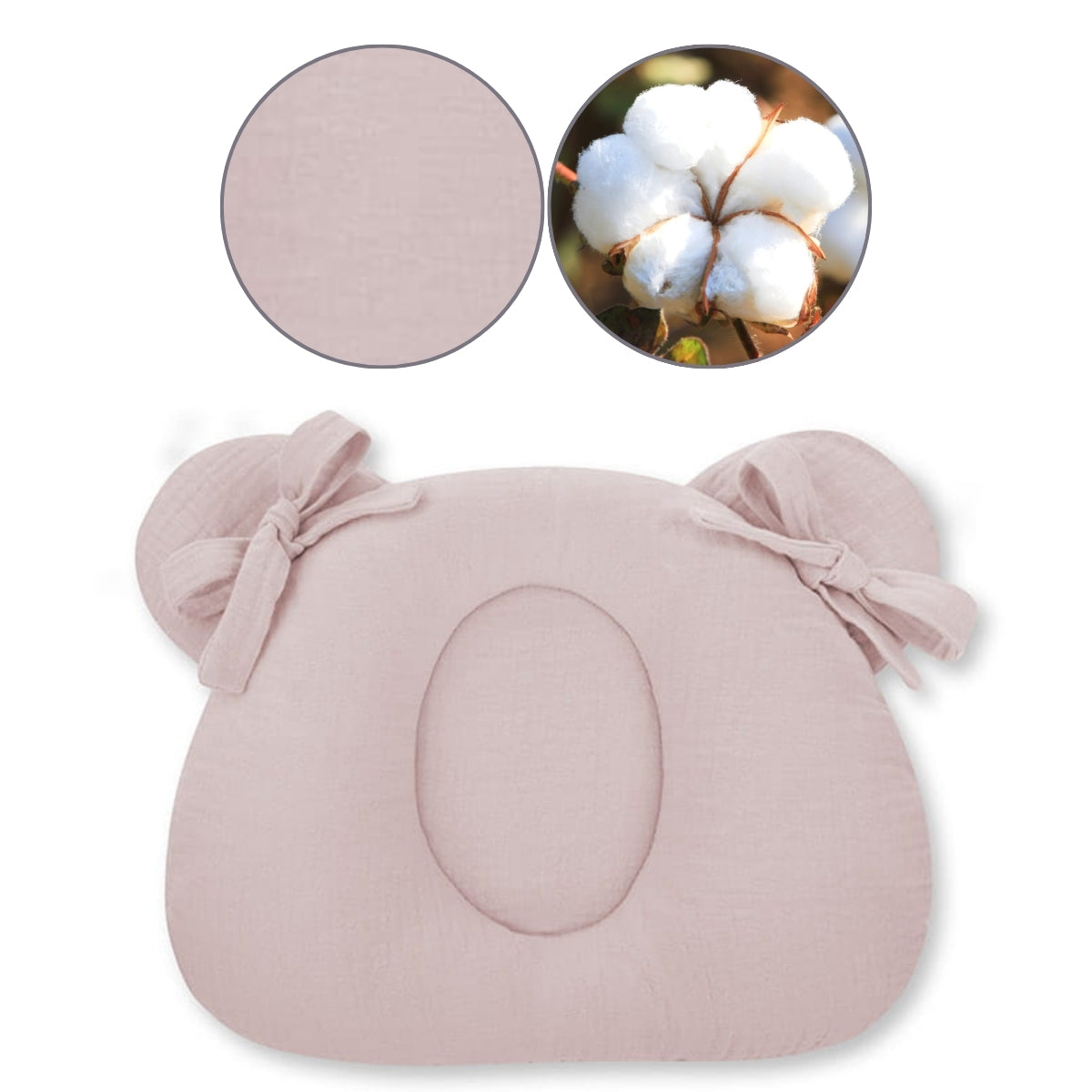 Almohada Cojin Plagiocefalia Bebés Muselina Rose_2