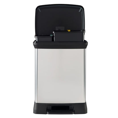 Curver Papelera Doble De Pedal Deco Plateado 10l+18l_3