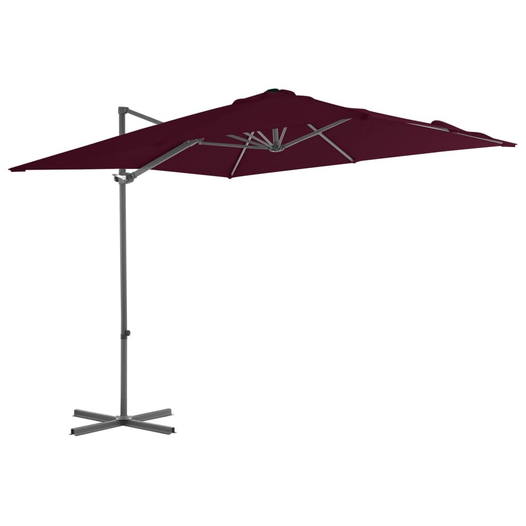 Vidaxl Sombrilla Jardín Voladiza Palo De Acero Burdeos 250x250 Cm_0
