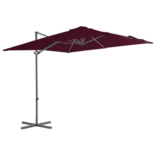 Vidaxl Sombrilla Jardín Voladiza Palo De Acero Burdeos 250x250 Cm_0