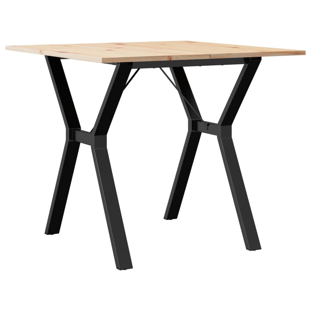 Mesa De Comedor Marco Y Madera Maciza Pino Y Acero 80x80x75 Cm_0