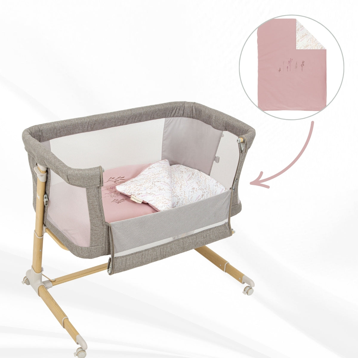 Niza Minicuna Colecho Efecto Madera Con Funda Nórdica