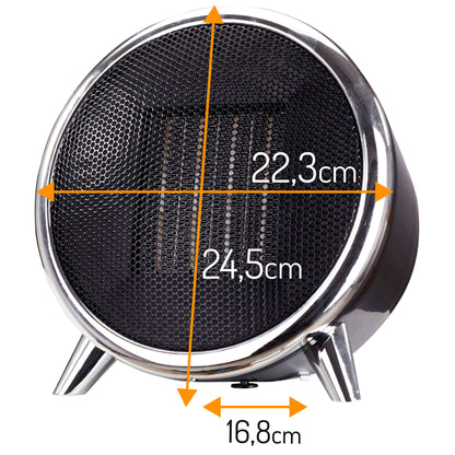 Calefactor Cerámico Led, Portátil, 2 Niveles Potencia, Termostato Automático, Diseño Moderno, Briebe, Ht1129, Negro/plata