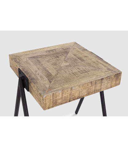 Mesa Auxiliar De Rincón Modelo Aaron Acabado Madera De Mango Natural, 40cm(alto) 80cm(anc_2