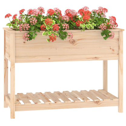 Jardinera Con Estante De Madera Maciza De Pino 111,5x54x81 Cm_3