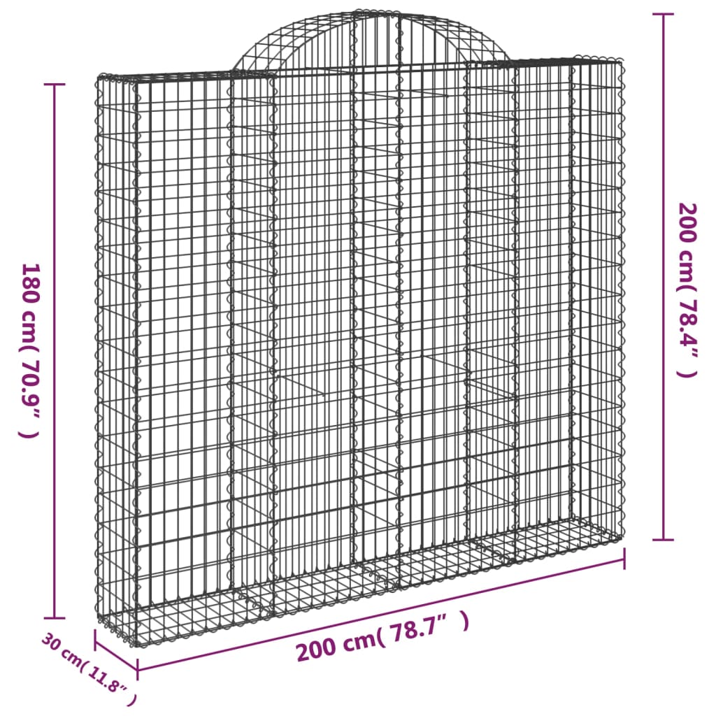 Cestas De Gaviones 7 Uds Forma De Arco Hierro 200x30x180/200 Cm_5