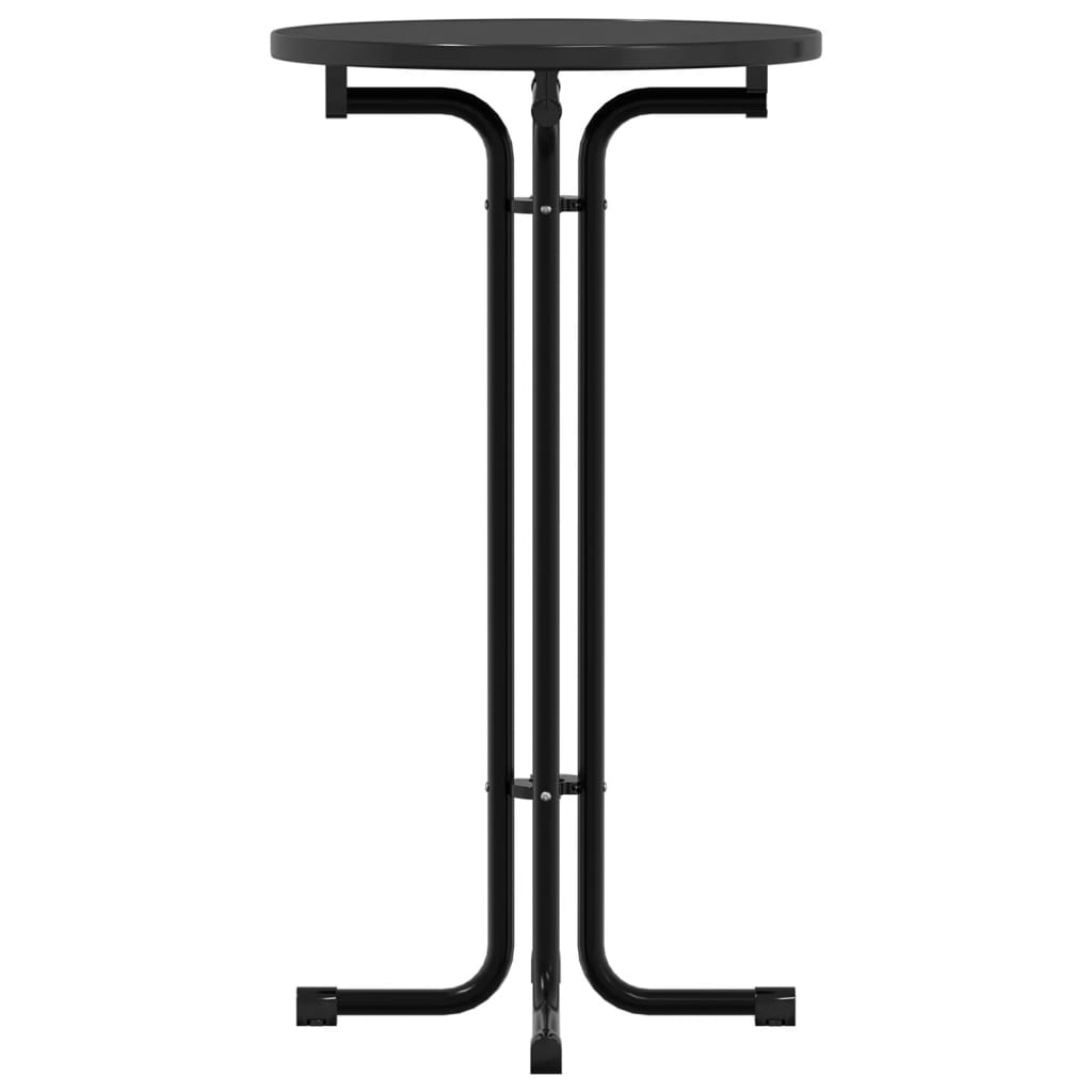 Mesa Alta De Comedor Madera Ingeniería Y Acero Negro Ø60x110 Cm_2