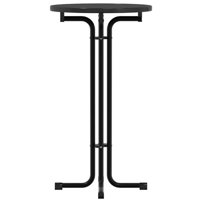 Mesa Alta De Comedor Madera Ingeniería Y Acero Negro Ø60x110 Cm_2
