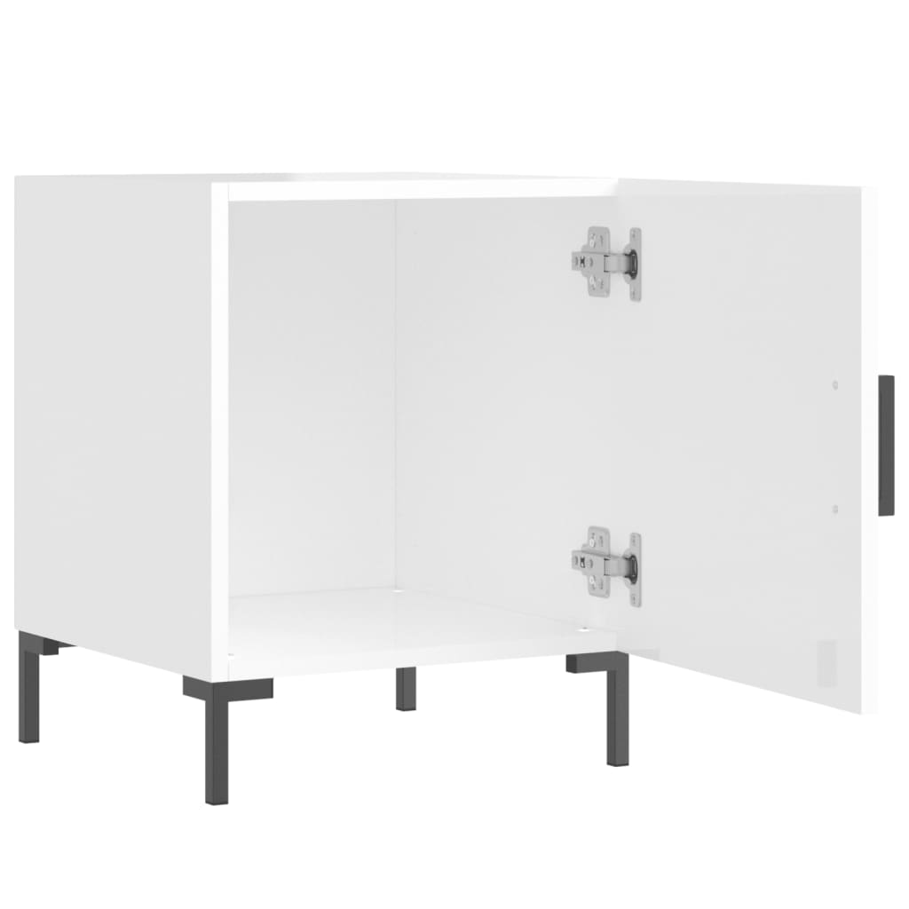 Mesitas Noche 2 Uds Madera Ingeniería Blanco Brillo 40x40x50 Cm_4