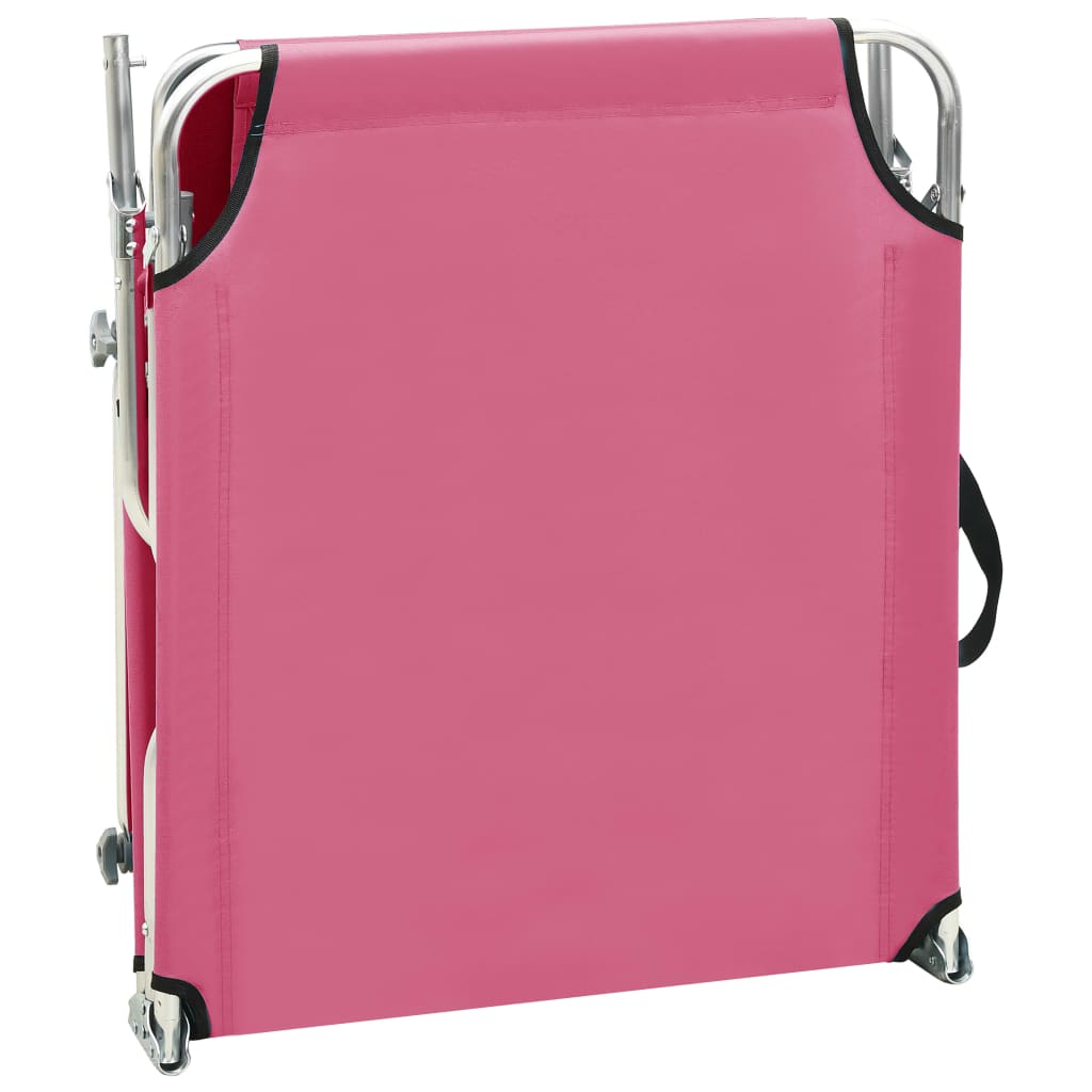 Tumbona Plegable Con Toldo Aluminio Rosa_5