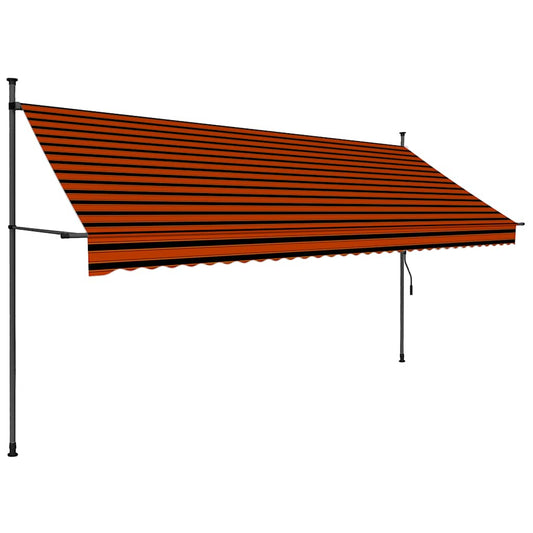 Toldo Manual Retráctil Con Led Naranja Y Marrón 350 Cm_0