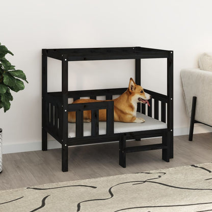 Vidaxl Cama Para Perros Madera Maciza De Pino Negro 95,5x73,5x90 Cm_1