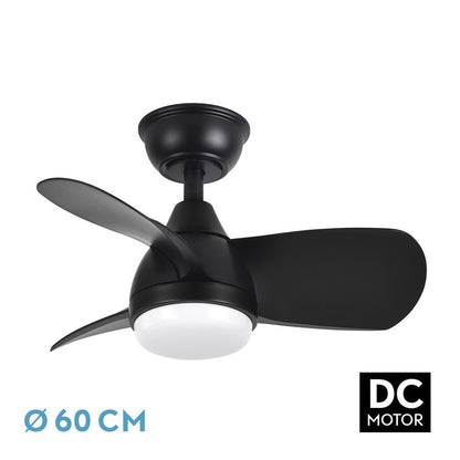 Ventilador Dc 24w Pirdo Negro 3 Aspas 60d 2400lm 6 Velocidades 3000-4500-6000k C/remoto, Memoria Y Temporizador_0