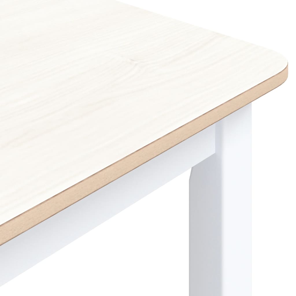 Mesa De Comedor Madera De Caucho Blanco Y Marrón 114x71x75 Cm_4