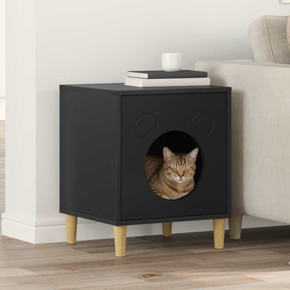 Casa Para Gatos Negro 42,5 X 40 X 53 Cm Madera De Ingeniería_1
