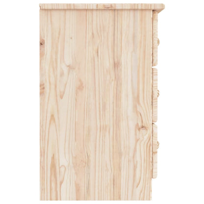 Mesita De Noche Alta Madera Maciza De Pino 41x35x55,5 Cm_3