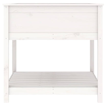 Jardinera Con Estante Madera Maciza Pino Blanca 82,5x82,5x81 Cm_5