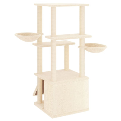 Rascador Para Gatos Con Postes De Sisal Color Crema 133 Cm_4