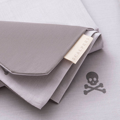 Set Cama (funda Nórdica 260x240cm + 2 Fundas Almohada  50x105cm) 100% Algodón Gris Oscuro & Gris Claro Calaveras Scalpers Home_2