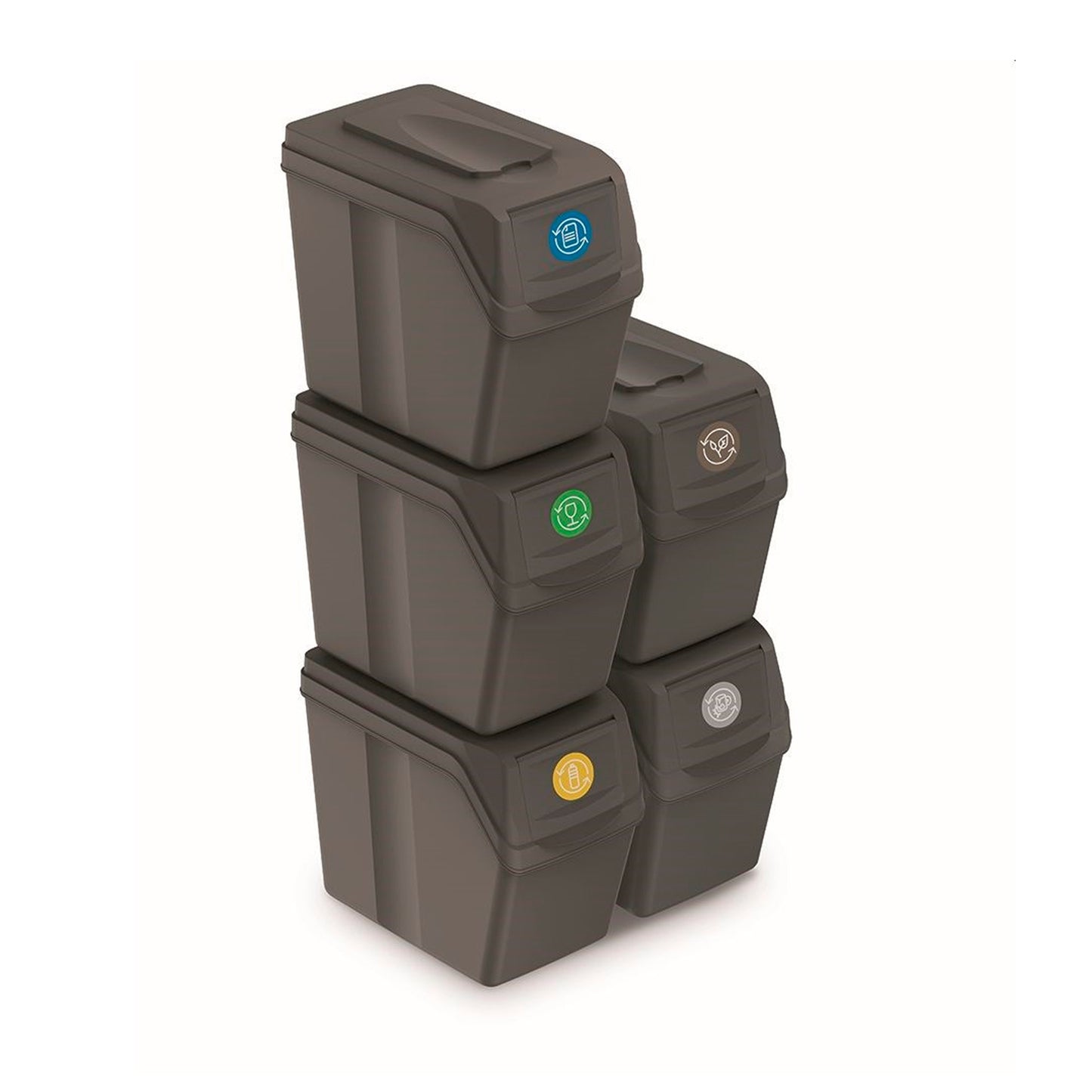 Set De 5 Cubos De Basura Keden Sortibox Para Reciclado, Gris, Volumen 5x20l_0