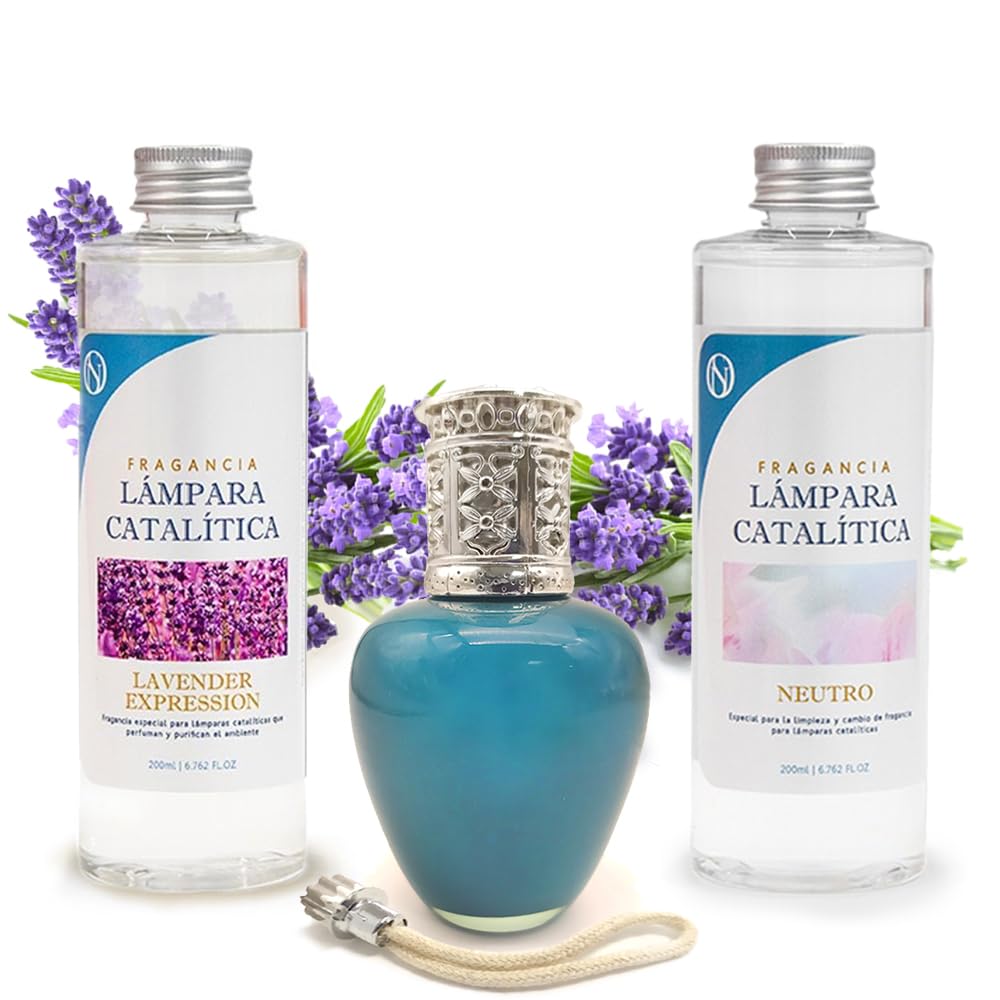 Pack Lámpara Catalítica Aqua Marina + Fragancia Lavender Expression 200ml + Limpiador Neutro 200ml + Mecha De Repuesto_0