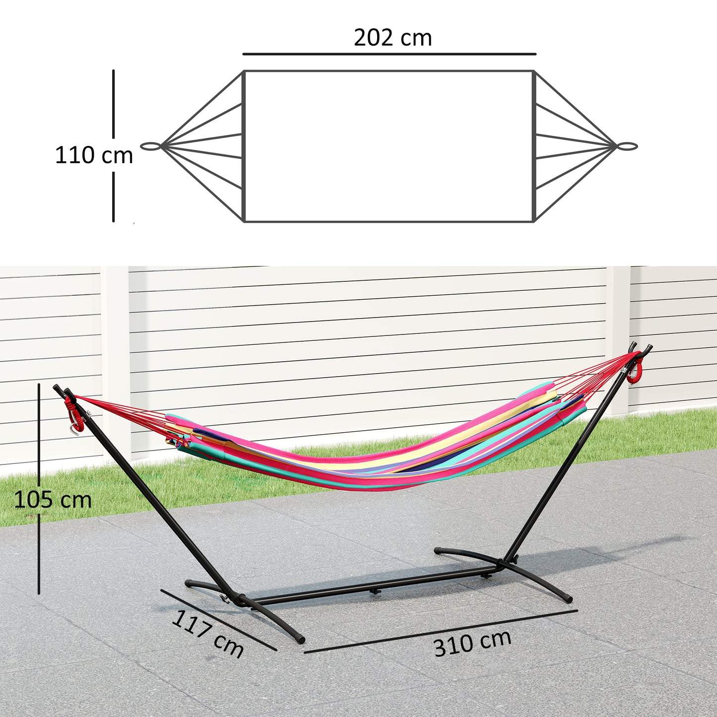 Outsunny Hamaca Con Soporte 310x117 Cm Hamaca De Camping Con Bolsa De Transporte_2