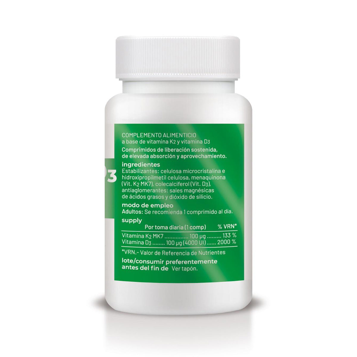 Vitamina D3+K2 Liberación sostenida, 60 comprimidos