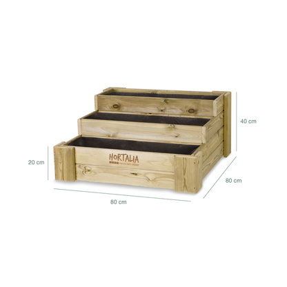 Cajón De Cultivo De Madera Tratada 80x80x40 Cm Box Stairs 80 Hortalia_5