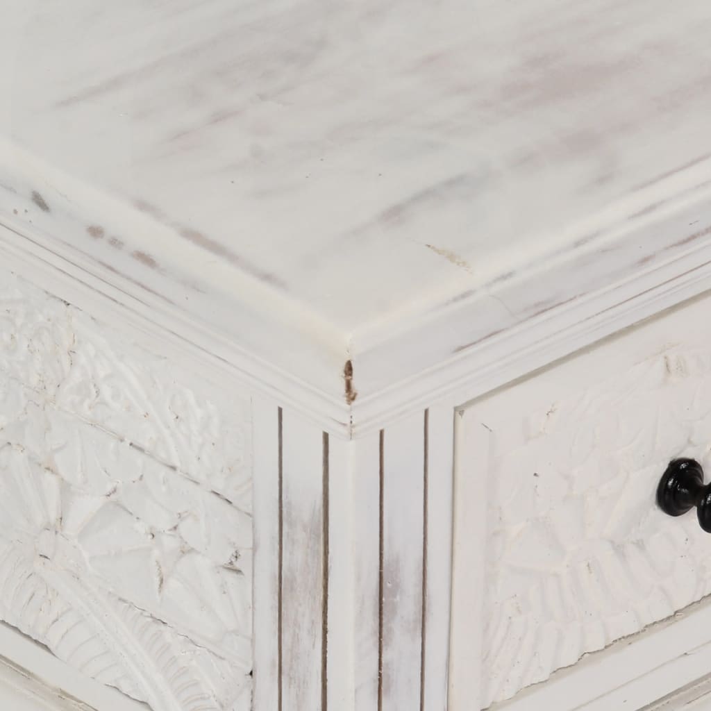 Mesa De Centro De Madera Maciza De Mango Blanco 70x70x30 Cm_2