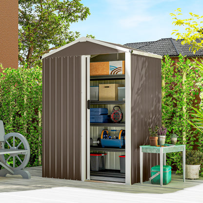 Outsunny Caseta De Jardín Exterior 1,1 M² 136x87x176 Cm Puerta Corredera Marrón_1