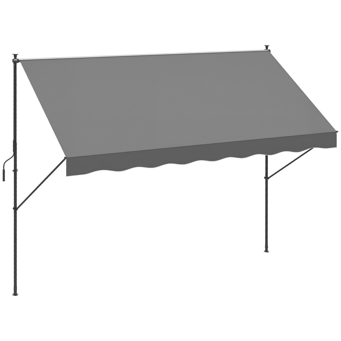 Outsunny Toldo Manual Retráctil 300x175x210-310cm Manivela Protección Uv40+ Gris_0