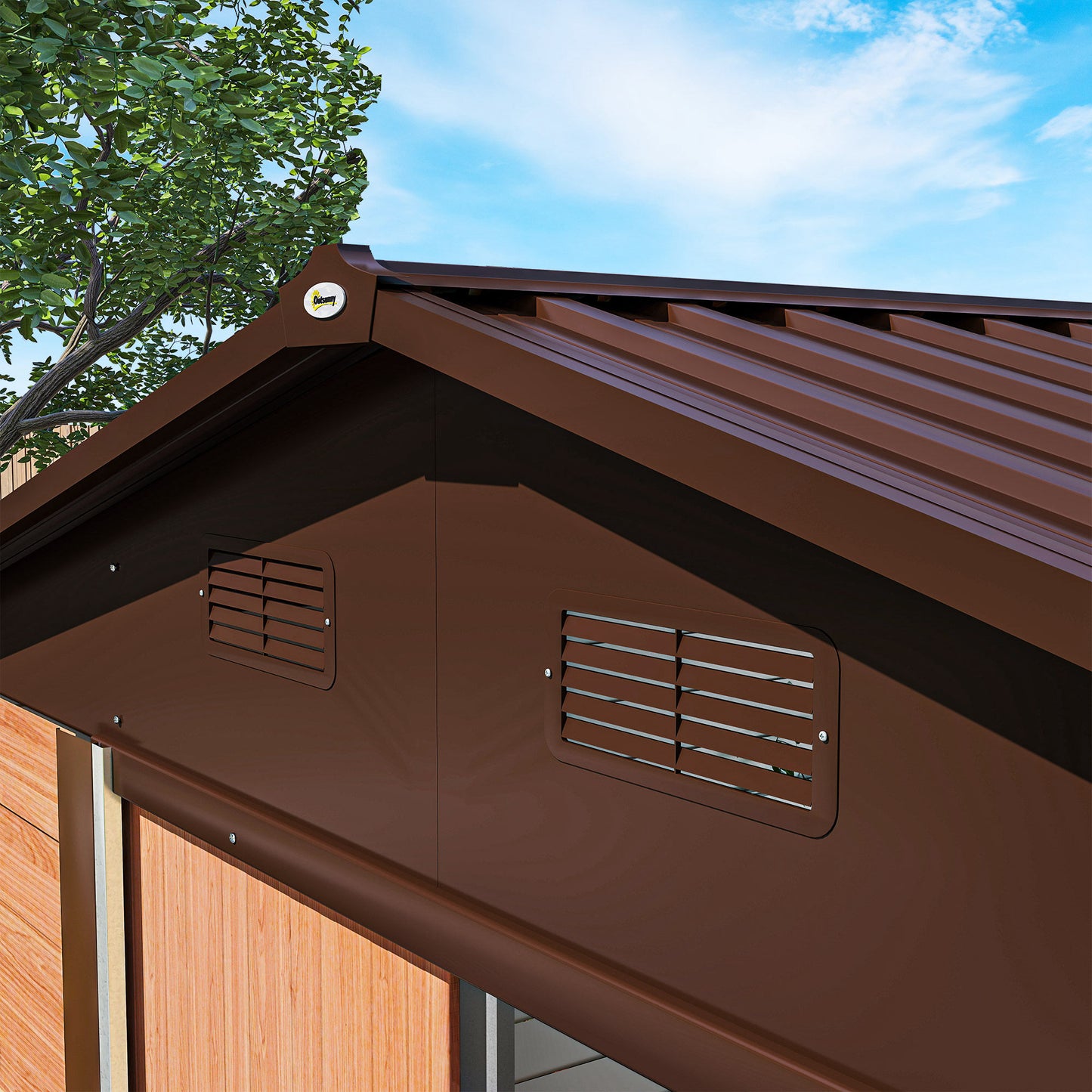 Outsunny Caseta De Jardín Exterior Con 2 Puertas 4,84m² 278x195x215cm Natural_3