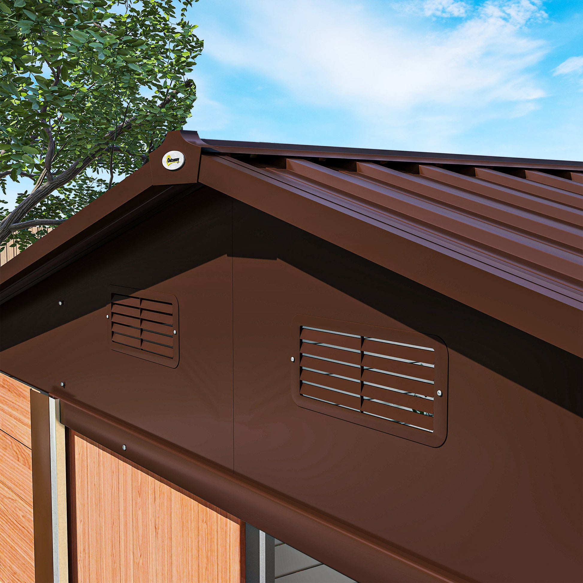 Outsunny Caseta De Jardín Exterior Con 2 Puertas 4,84m² 278x195x215cm Natural_3