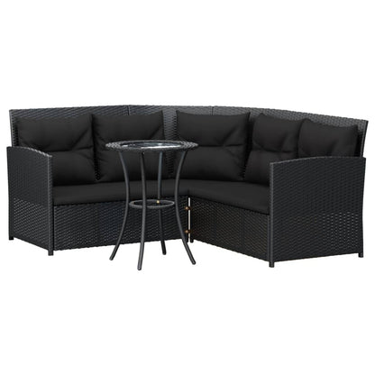 Vidaxl Set De Sofás En Forma De L 2 Pzas Cojines Ratán Sintético Negro_0