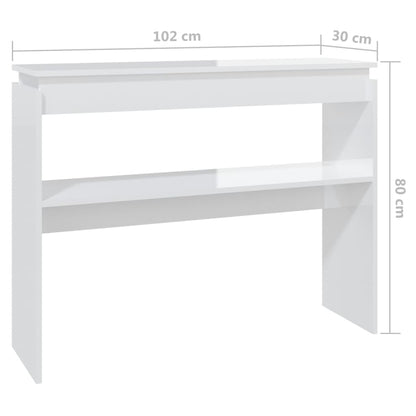 Mesa Consola Madera Contrachapada Blanco Brillante 102x30x80 Cm_4