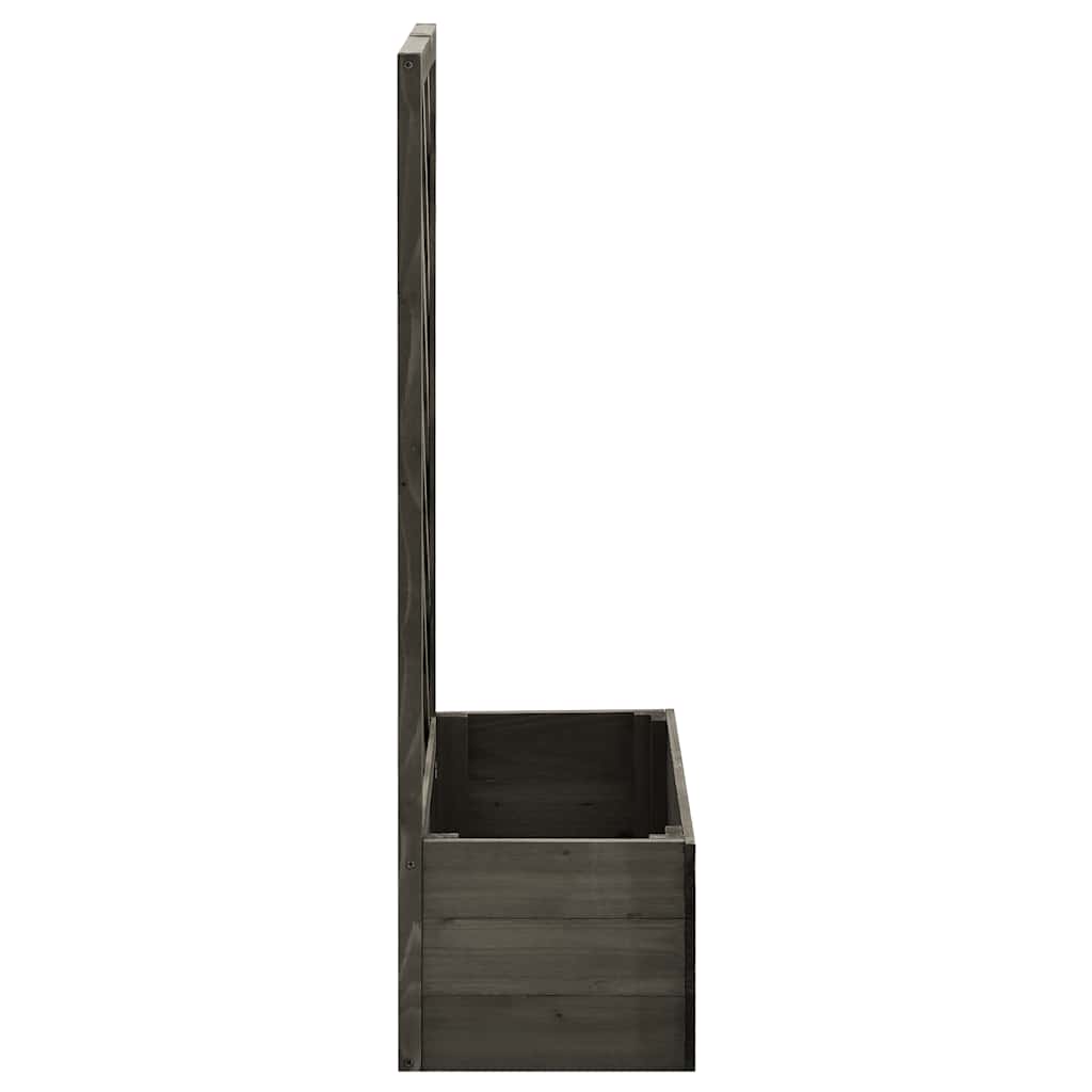Jardinera Enrejada De Jardín Madera Abeto Gris 50x25x90 Cm_2