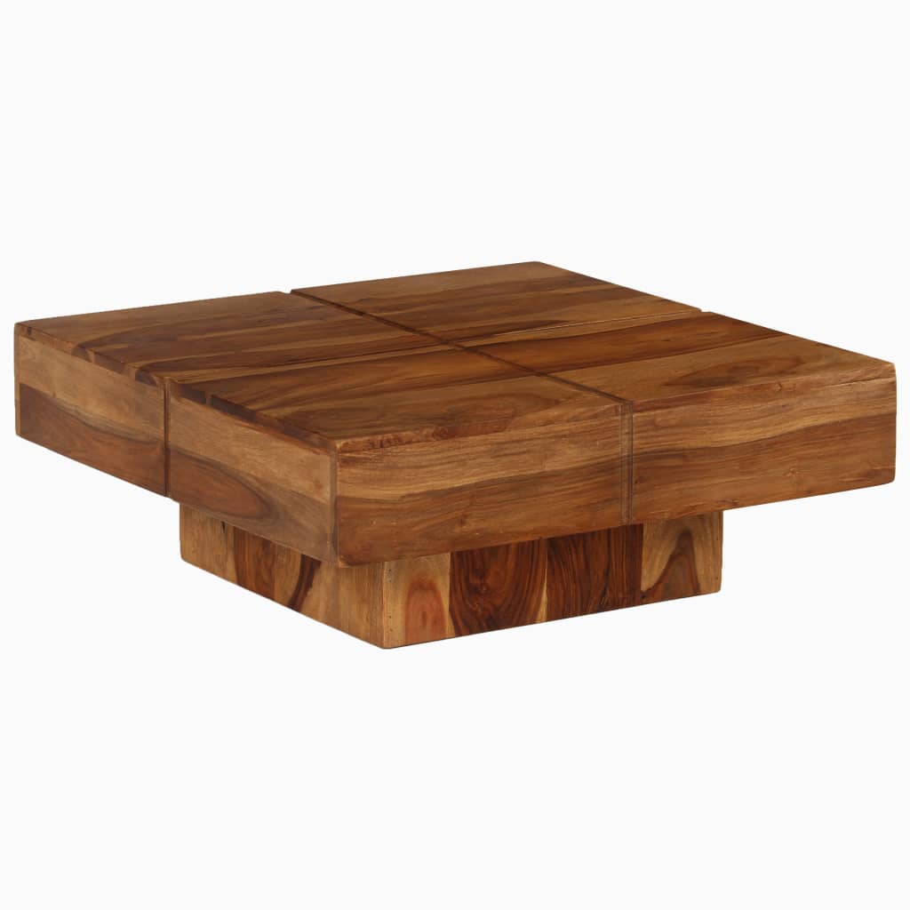 Mesa De Centro De Madera Maciza De Acacia 80x80x30 Cm_4